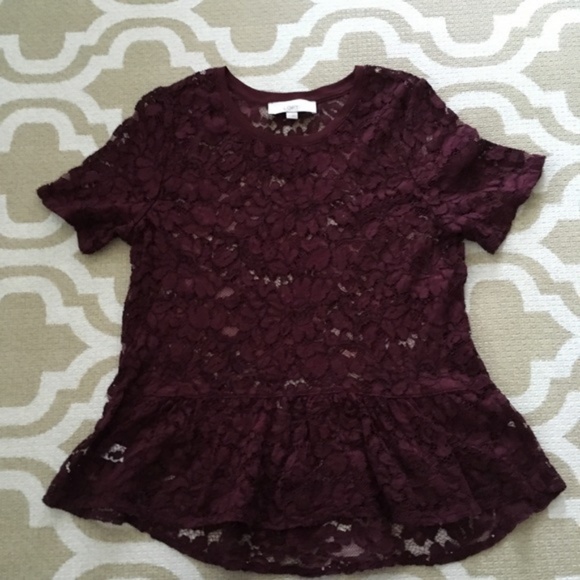 LOFT Tops - 1 DAY SALE 🛍 LOFT Lace Peplum Top - Size M